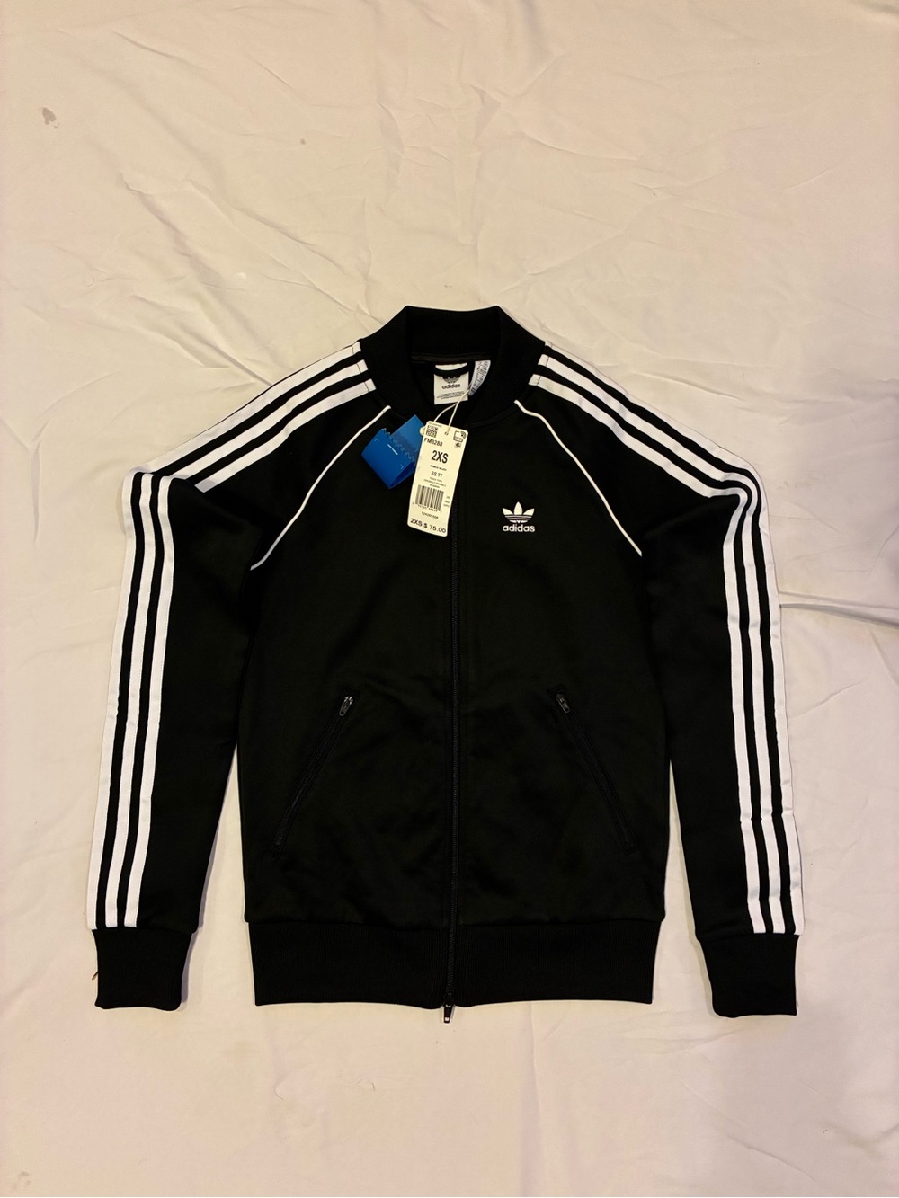 Adidas women’s Black Track Jacket with White Stripes